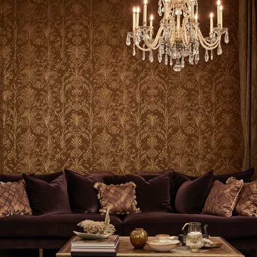 15 مدل کاغذ دیواری ترند ۲۰۲۵ برای سالن پذیرایی با سبک کلاسیک 22 بافت مخملمانند (Velvet Texture)